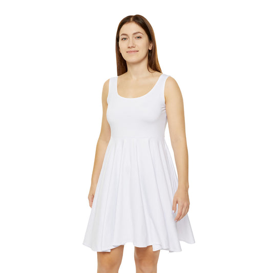 Casual White Women's Skater Dress with Printed Detail